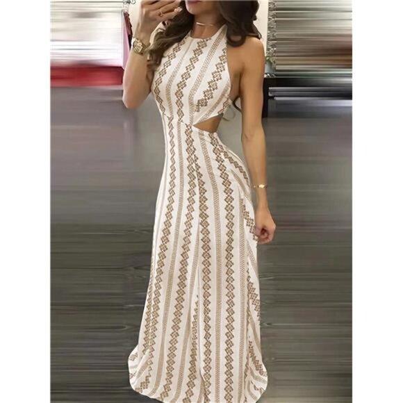 A Classy Chic Boutique Dresses & Skirts - Rhombic Lattice Sexy Woven Fabric Twist Hollow Back Beach & Evening Dress,